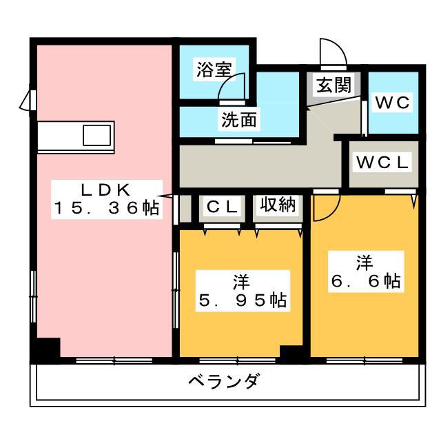 レガーロ掛川(2LDK/5階)の間取り写真