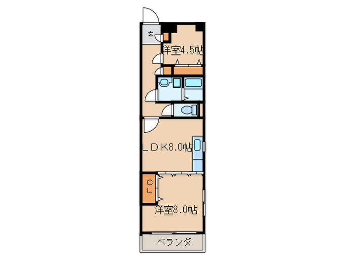 ボナール(2LDK/2階)の間取り写真