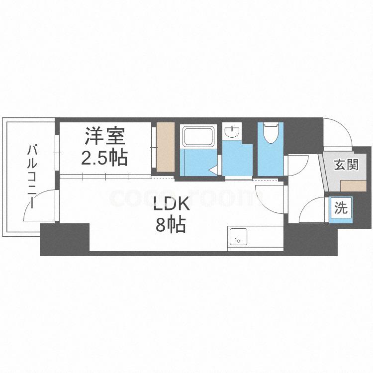 エスリードレジデンス本町パークフロント(1LDK/2階)の間取り写真