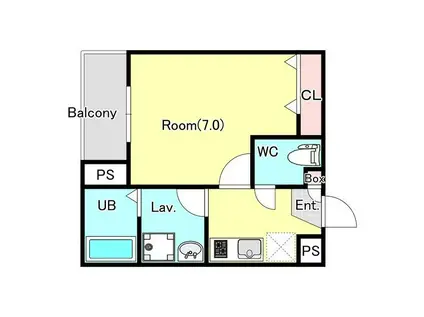 ジーメゾン伊勢原東大竹(1K/2階)の間取り写真