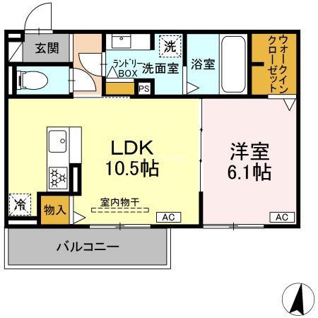 Uリッチトリシア(1LDK/1階)の間取り写真