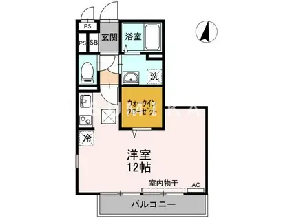 COMODO GIONE A棟(ワンルーム/1階)の間取り写真