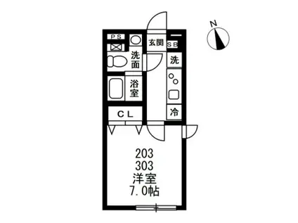 NOZOMIO祐天寺(1K/3階)の間取り写真