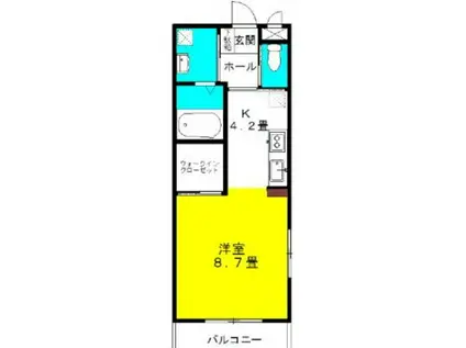 ラ・フォンテ スクェアI(ワンルーム/1階)の間取り写真