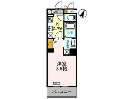 CENTRAL COURT(1K/2階)の間取り写真