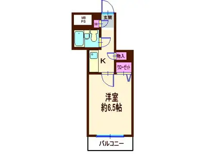 ライオンズマンション横浜山手(1K/1階)の間取り写真