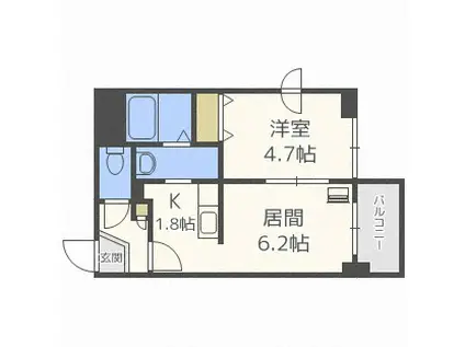 シュクル医大南(1LDK/5階)の間取り写真