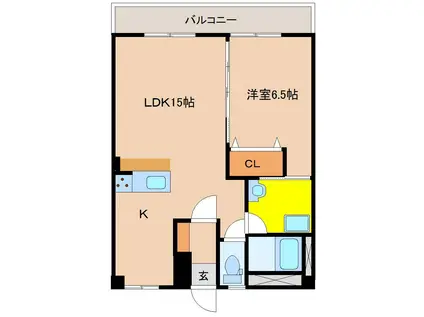 丸吉ビル(1LDK/2階)の間取り写真