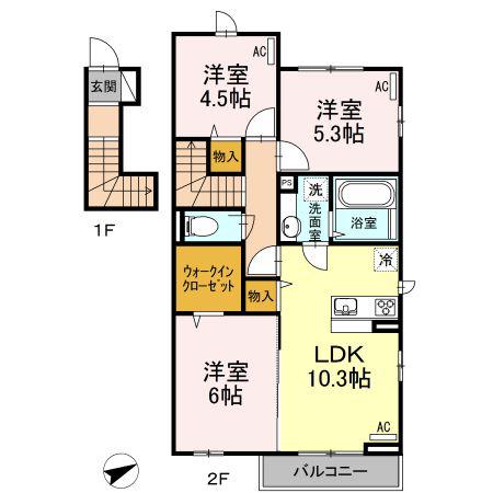 ウエストパーク西台(3LDK/2階)の間取り写真