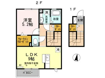 LE CLAIR(1LDK/2階)の間取り写真