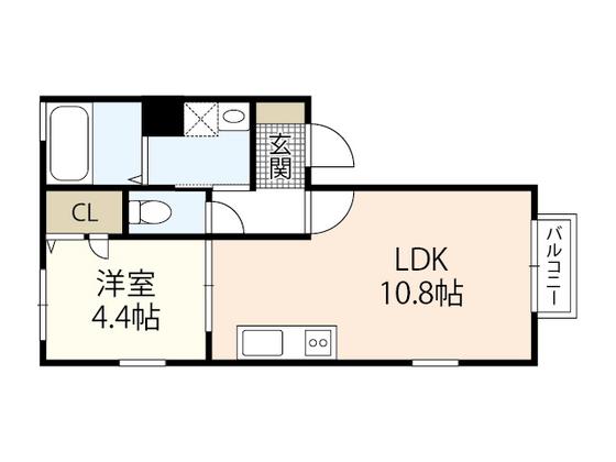 メルメゾン(1LDK/2階)の間取り写真