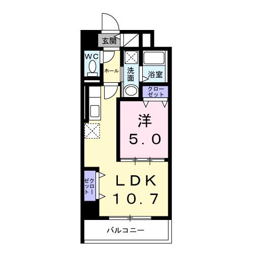 ウィングコート天王寺(1LDK/2階)の間取り写真