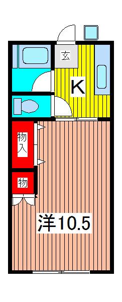 ハイツオグラ(1K/2階)の間取り写真