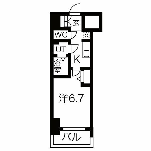 メイクス鶴舞II(1K/10階)の間取り写真