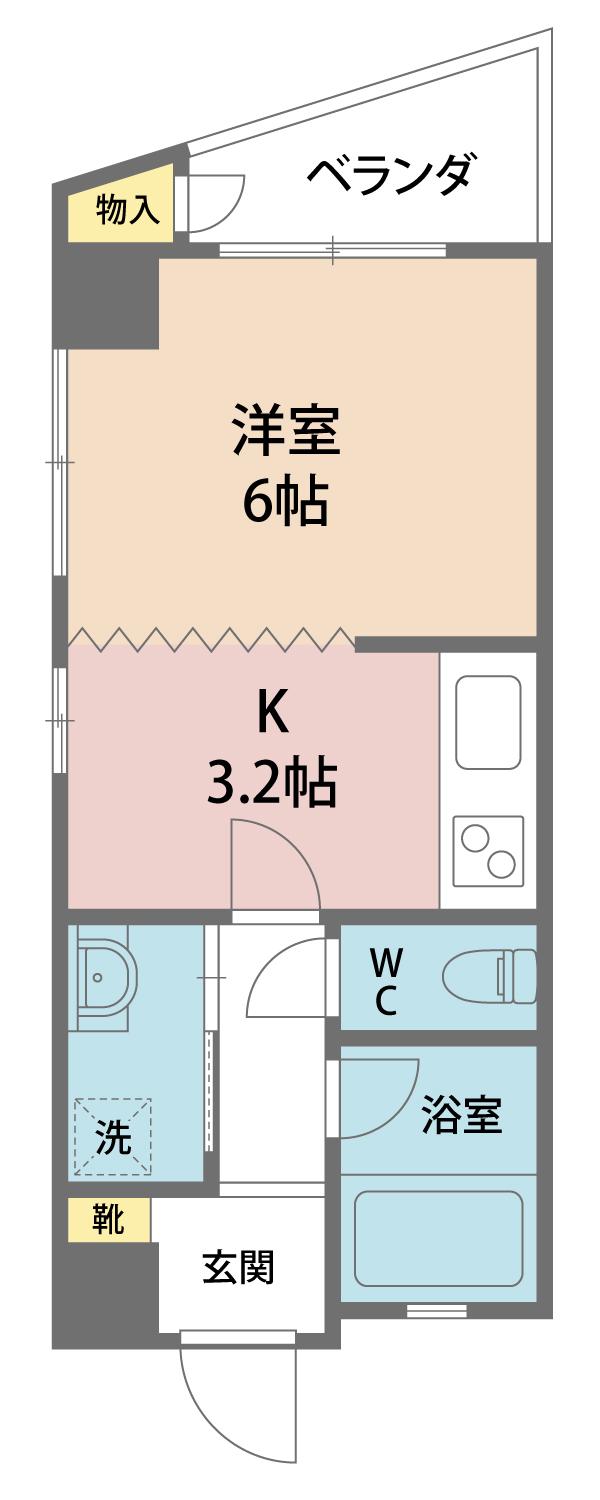東春日ビル(1K/2階)の間取り写真