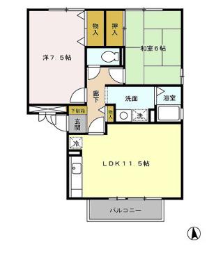 デビューONE(2LDK/3階)の間取り写真