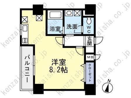 ヴィアーレ堤(1K/3階)の間取り写真