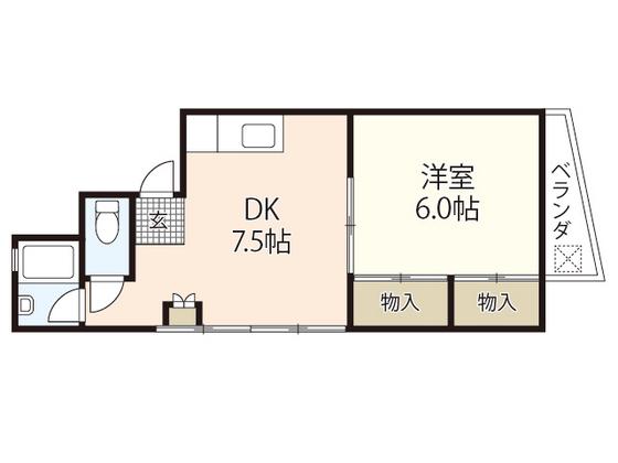 皆実町高橋ビル(1DK/4階)の間取り写真