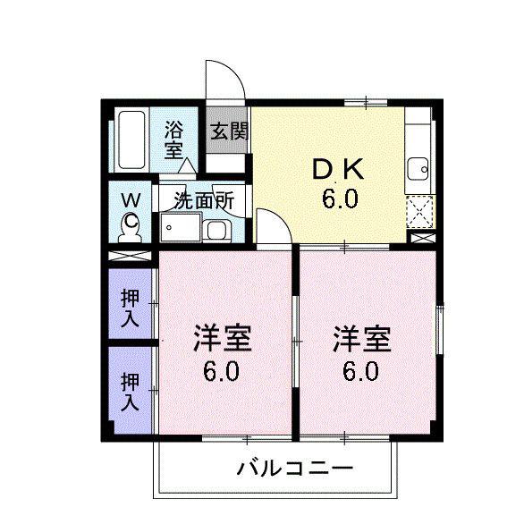 メイプルウエスト(2DK/2階)の間取り写真