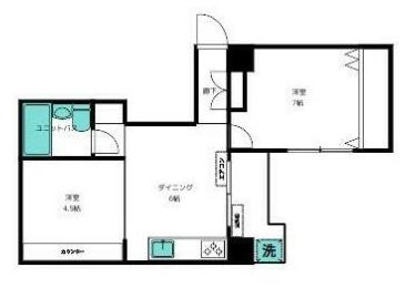 王子ハイツ(2DK/7階)の間取り写真