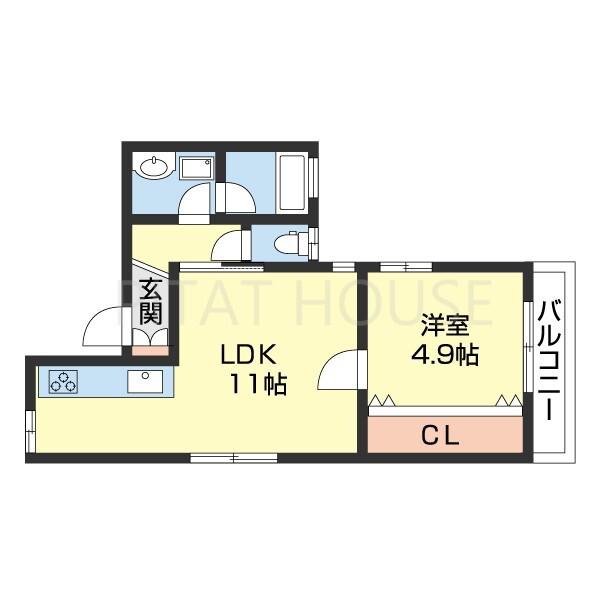 南海本線 和歌山市駅 徒歩15分 2階建 築13年(1LDK/1階)の間取り写真