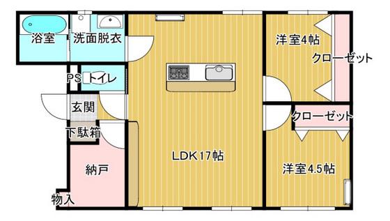 ウエストコート宇品(2LDK/2階)の間取り写真