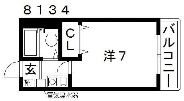 エスティライフ喜志駅前(1K/3階)の間取り写真