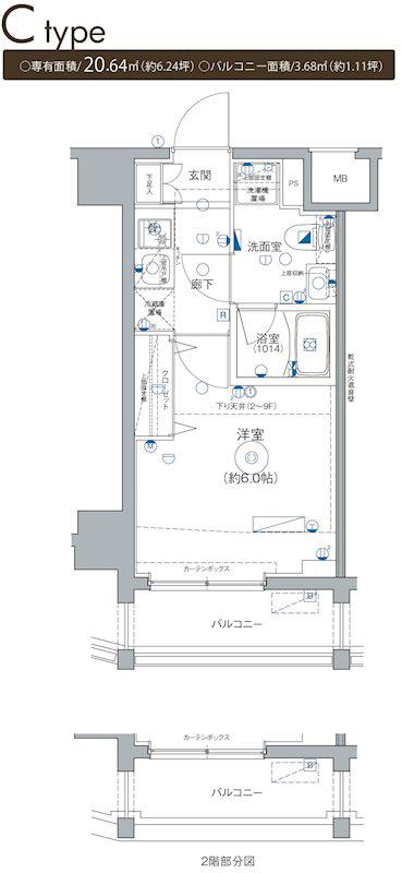 LEA横濱西口参番館(1K/7階)の間取り写真