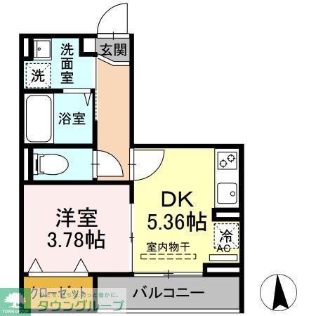 グリシーヌ(1DK/3階)の間取り写真