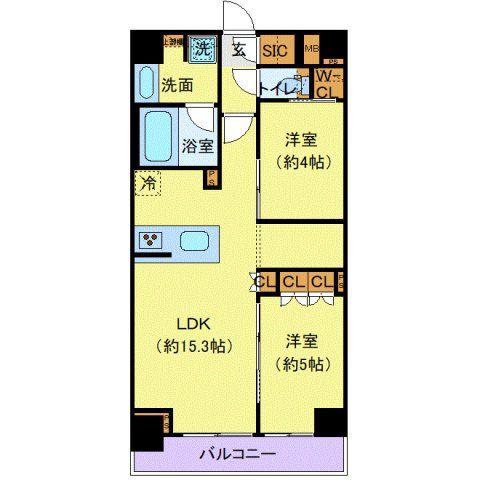 プレール・ドゥーク大島(2LDK/2階)の間取り写真
