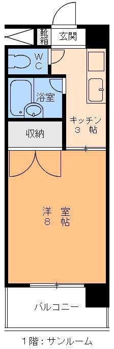 サンタルシア(1K/1階)の間取り写真