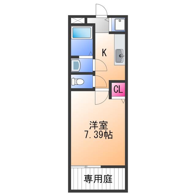 プロムナード西本町(1K/1階)の間取り写真