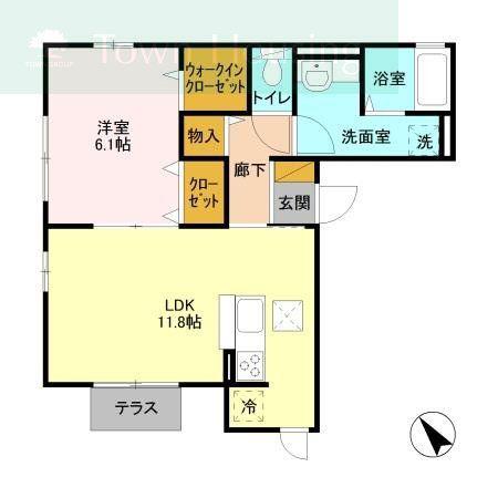レクエルド広尾(1LDK/1階)の間取り写真