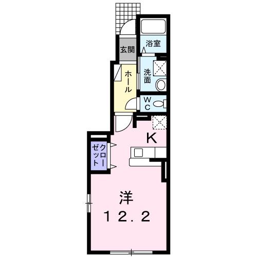 メイクワンズウェイ(ワンルーム/1階)の間取り写真