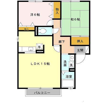 セジュールならやまII(2LDK/1階)の間取り写真