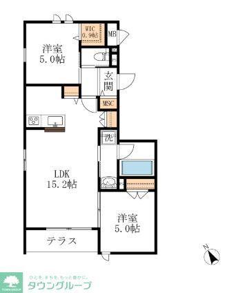 生田1丁目メゾン(2LDK/1階)の間取り写真