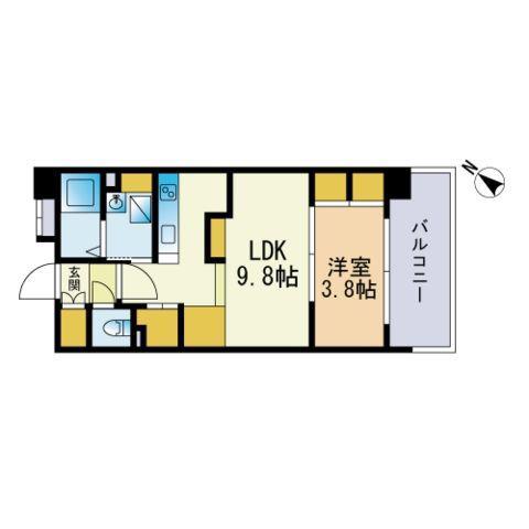 KDX清水レジデンス(1LDK/3階)の間取り写真