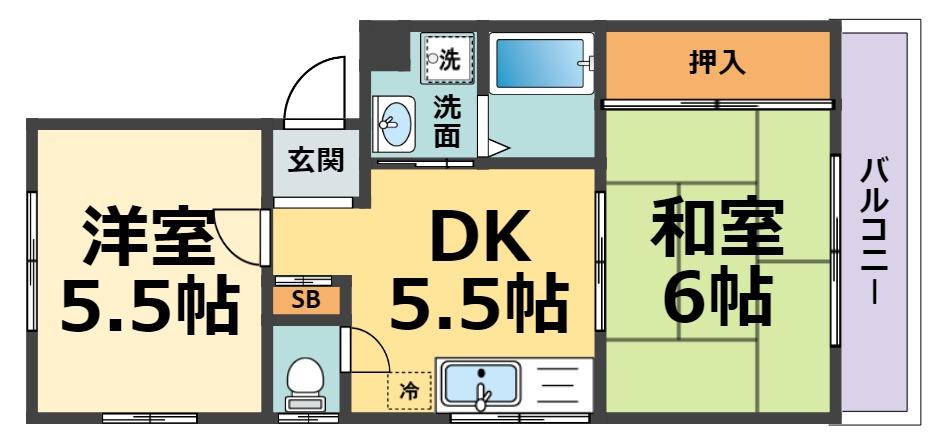 プチ・シェ・モア(2DK/1階)の間取り写真