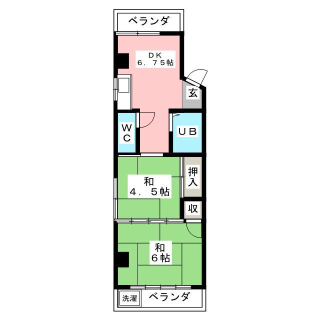 メゾン若竹(2DK/2階)の間取り写真