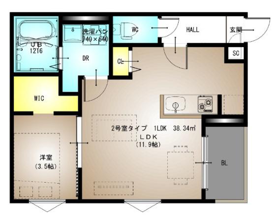 REGALイースト川西III(1LDK/1階)の間取り写真
