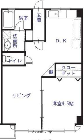 老松通ビル(1LDK/4階)の間取り写真