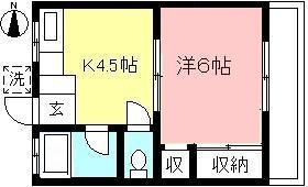 コーポ横山(1K/1階)の間取り写真
