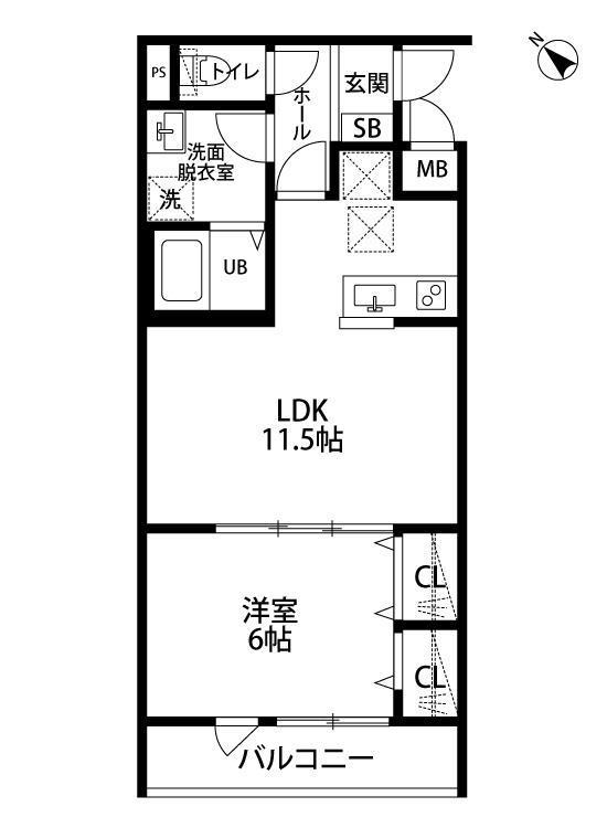 リーブルファイン鶴ヶ島(1LDK/3階)の間取り写真