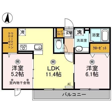 ロイジェントパークス レイクタウン III C(2LDK/3階)の間取り写真