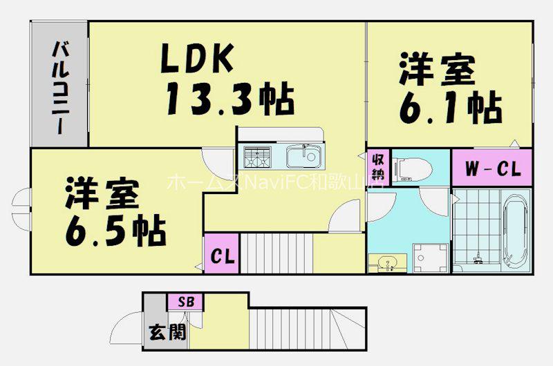 クレール西庄(2LDK/2階)の間取り写真