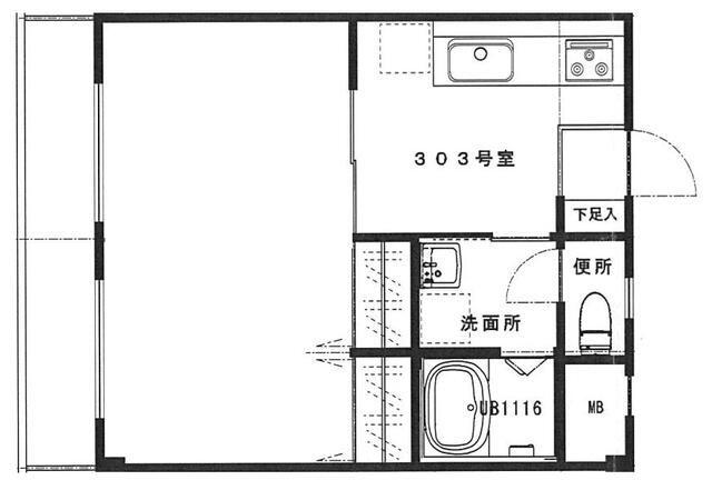 シャルム宮原(1DK/3階)の間取り写真