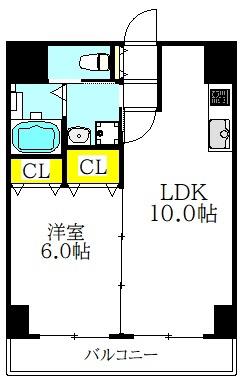 グレイス今里(1LDK/2階)の間取り写真