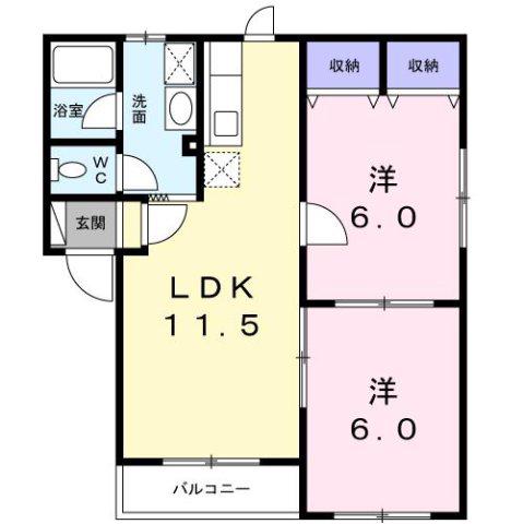 プリオール126(2LDK/1階)の間取り写真