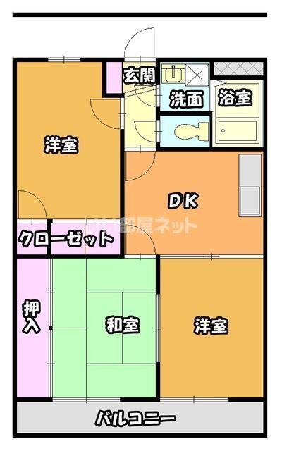アベニールB(3DK/3階)の間取り写真