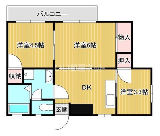 サンライズ都賀(3DK/1階)の間取り写真